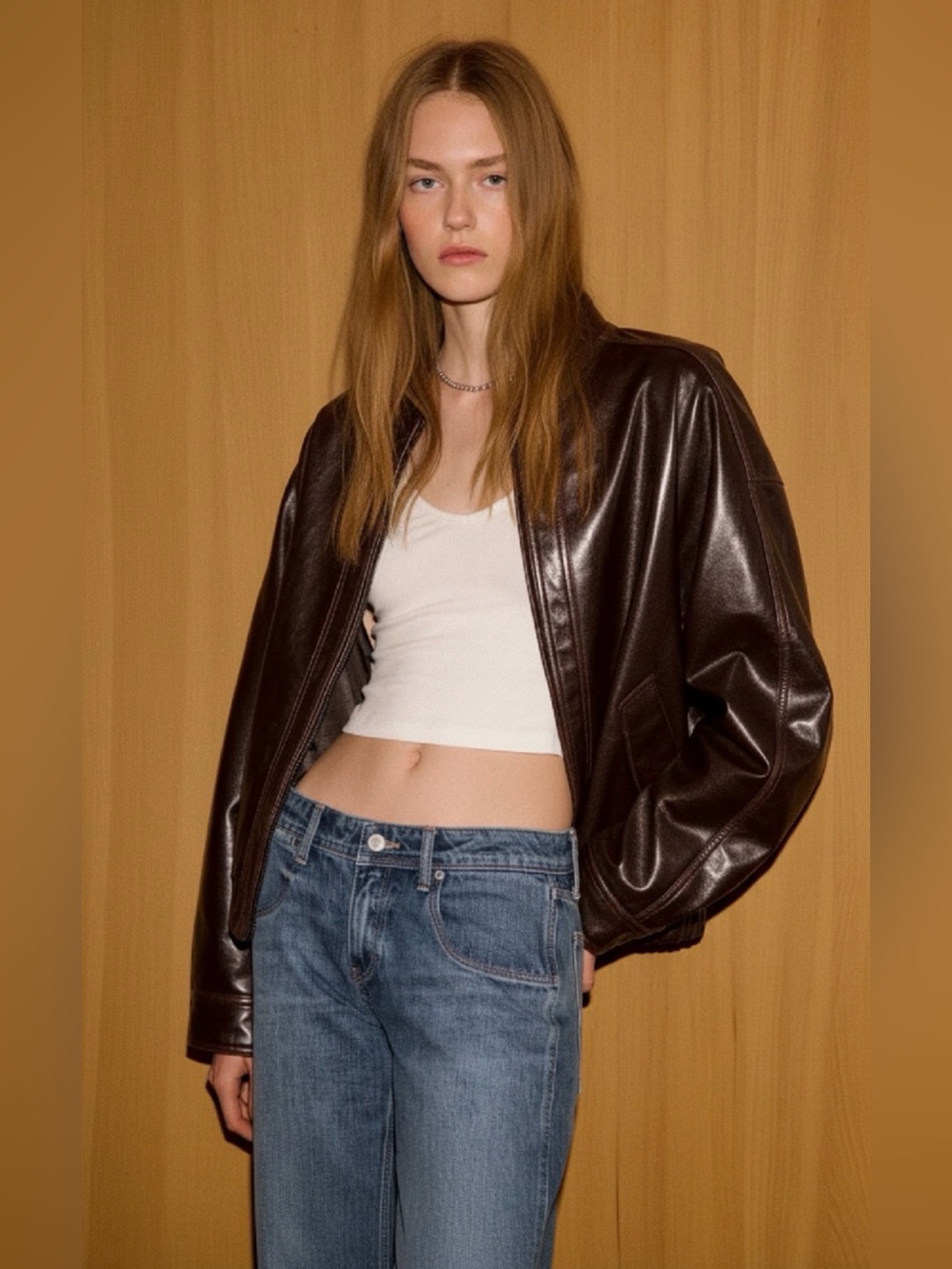 ZARA Faux Leather Bomber Jacket